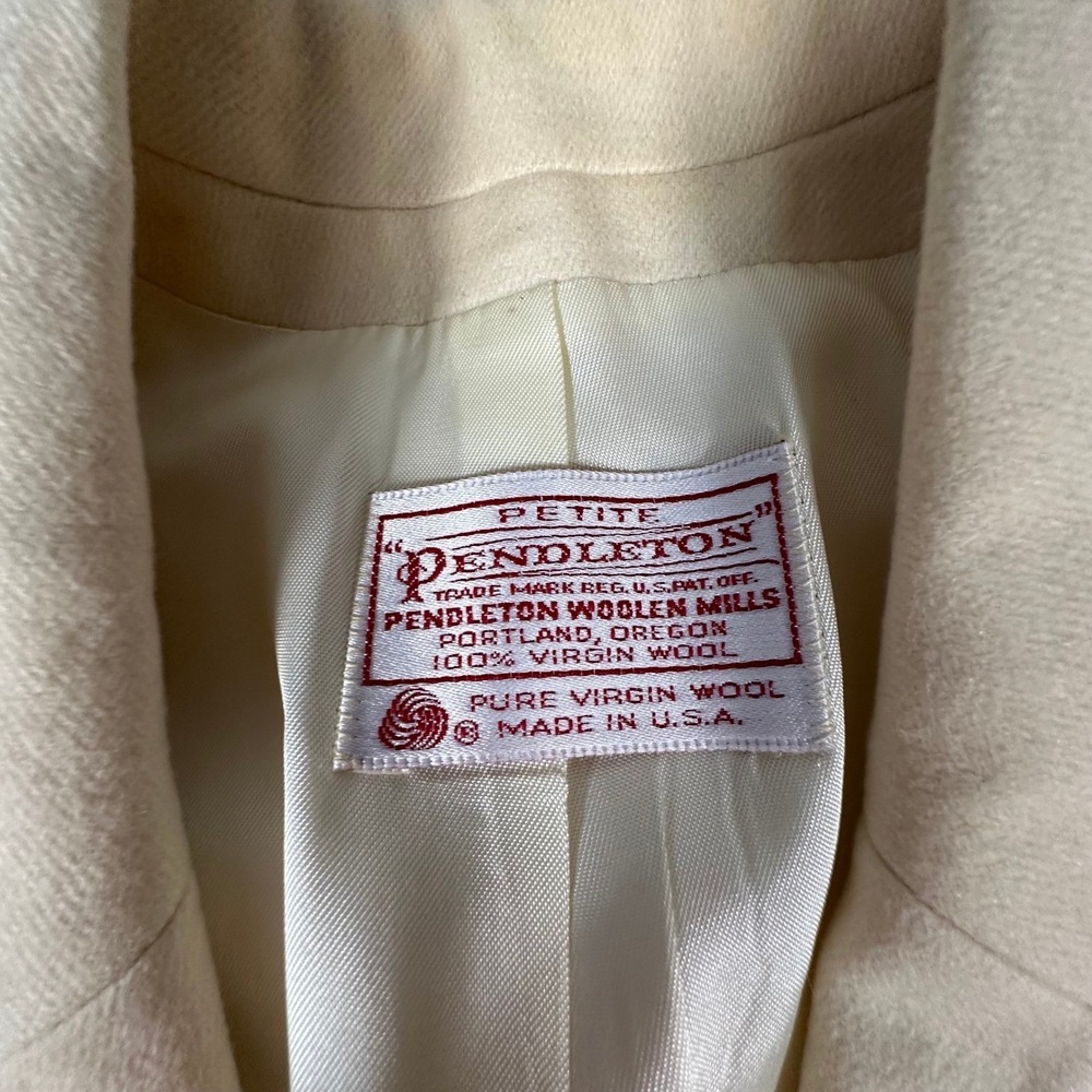 Pendleton Wool Blazer Petite Cream Womens Vintage USA Made - Picture 6 of 16